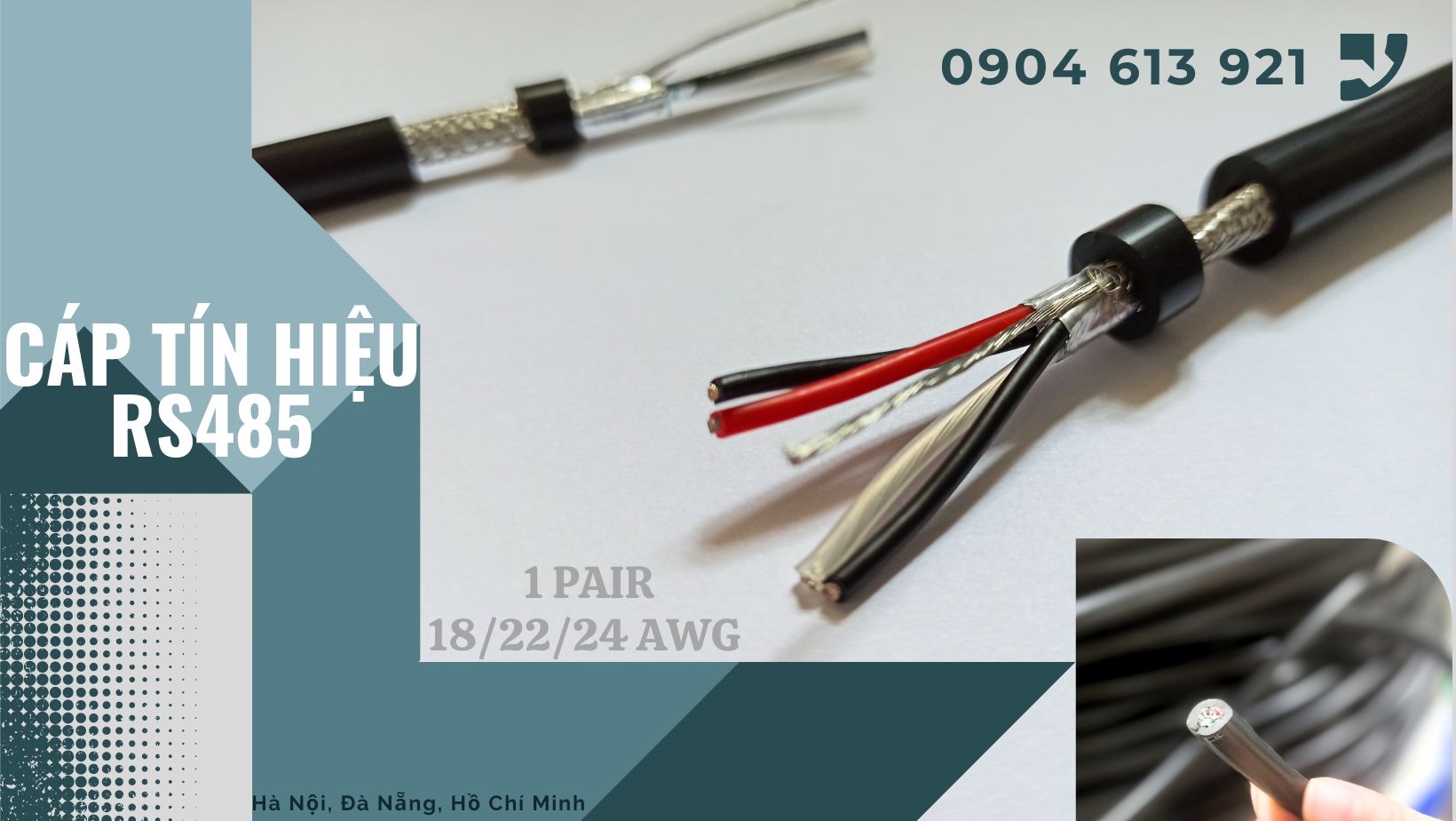 Cáp tín hiệu RS485 vặn xoắn chống nhiễu 18awg , 22 awg, 24 awg